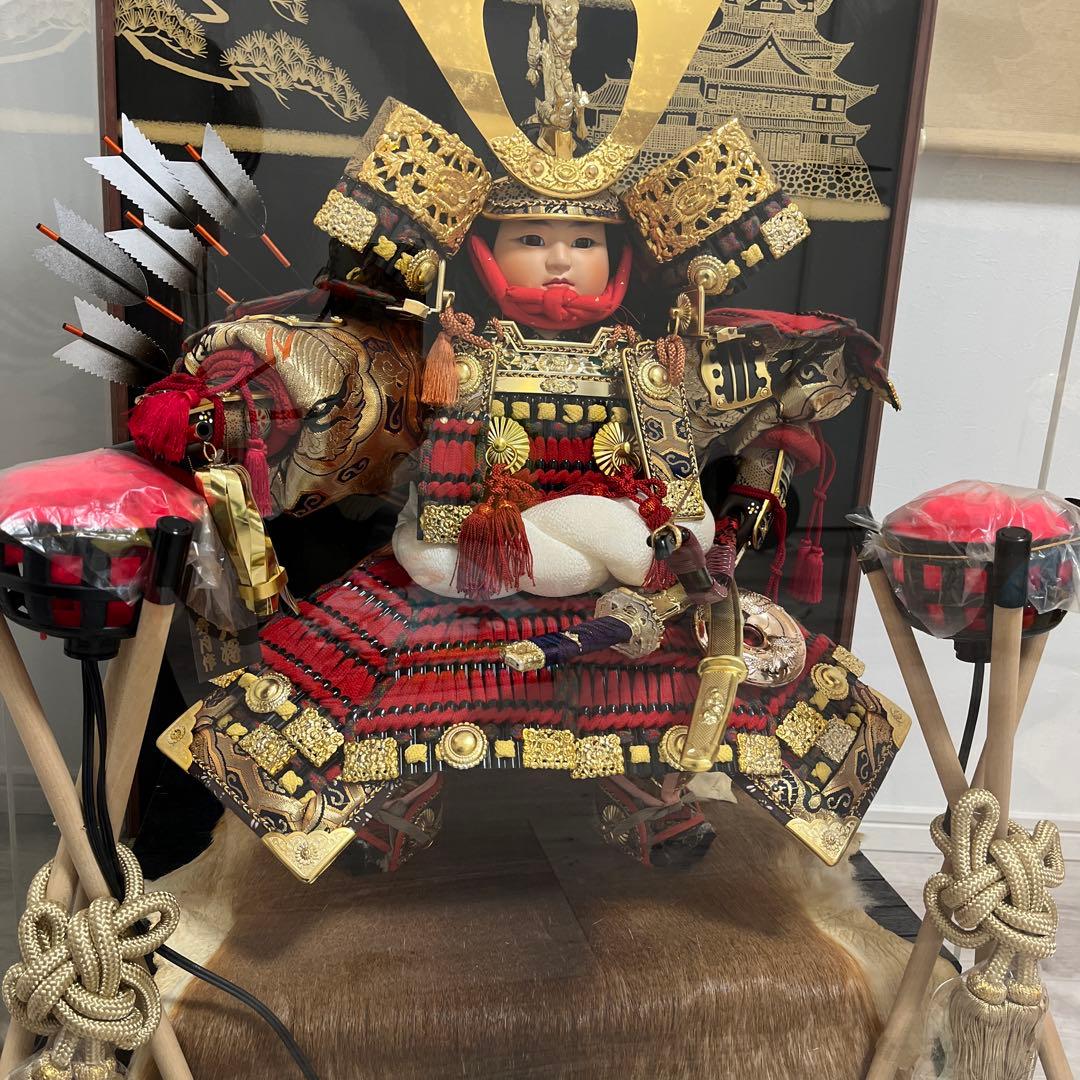 五月人形 武士の鎧 ガラスケース付き