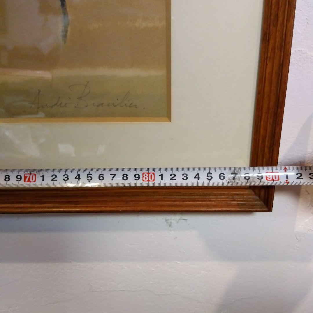 絵画　競馬　馬　ブラジリエ額装リトグラフ