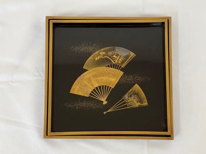 セール【高級】輪島塗　扇面蒔絵入れ子盆