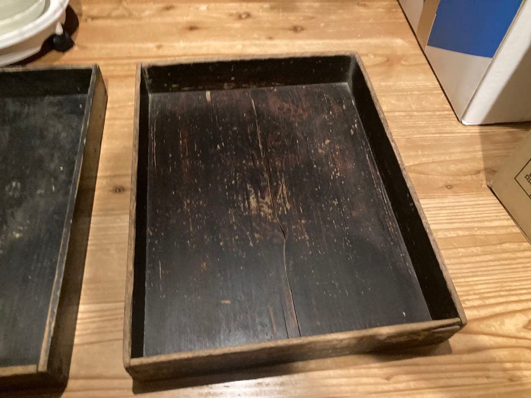 アンティーク　古い木製ガラスケース　お菓子ケース　収納箱3台 ③