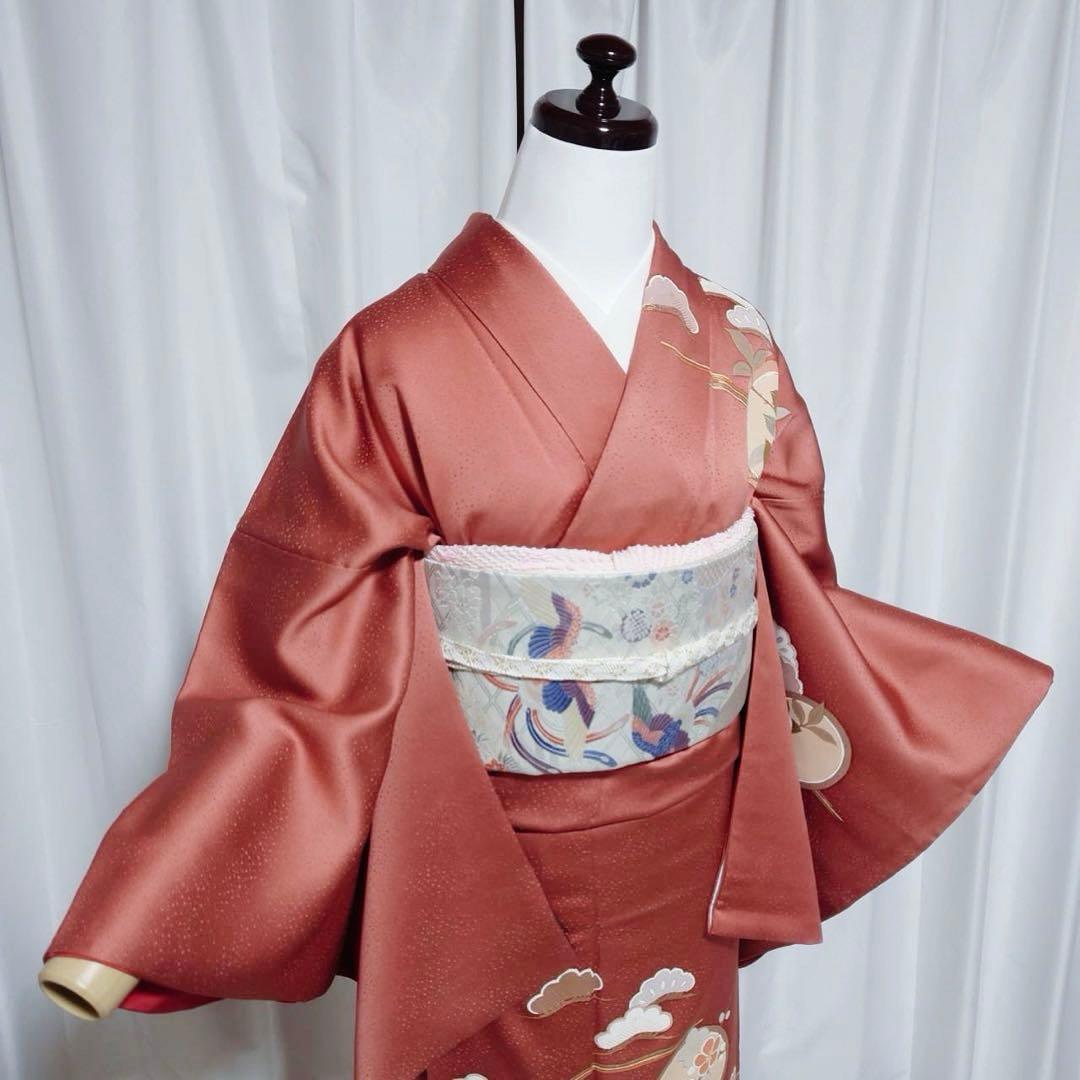 イ9989 未使用近い　美品　袷　正絹　友禅　訪問着　フルセット