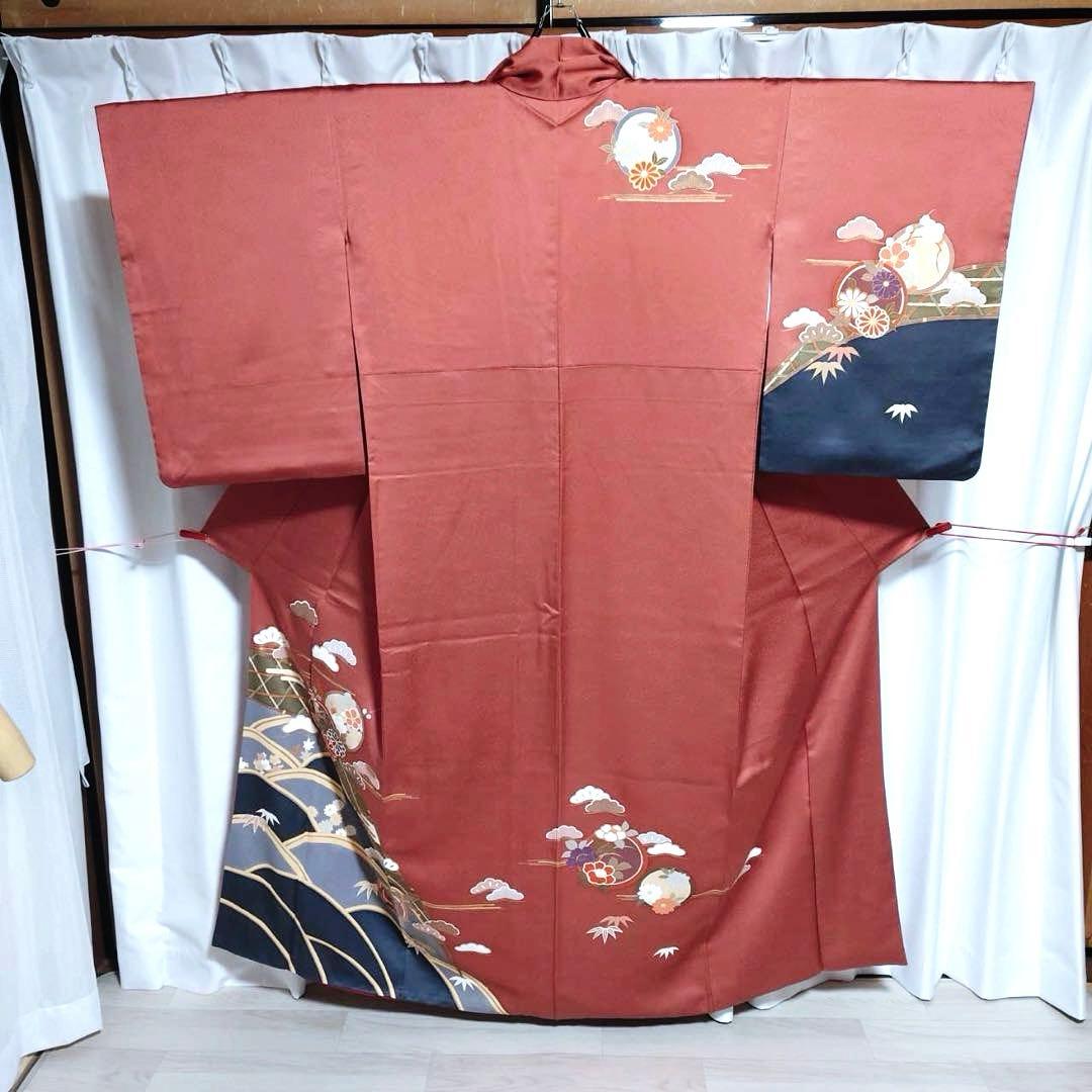 イ9989 未使用近い　美品　袷　正絹　友禅　訪問着　フルセット