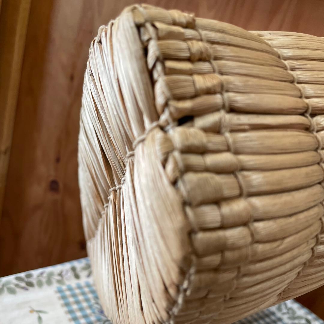 昭和レトロ　岡山　蒜山　がま細工　バッグ　カゴバッグ　手提げ　ひるぜん　古道具
