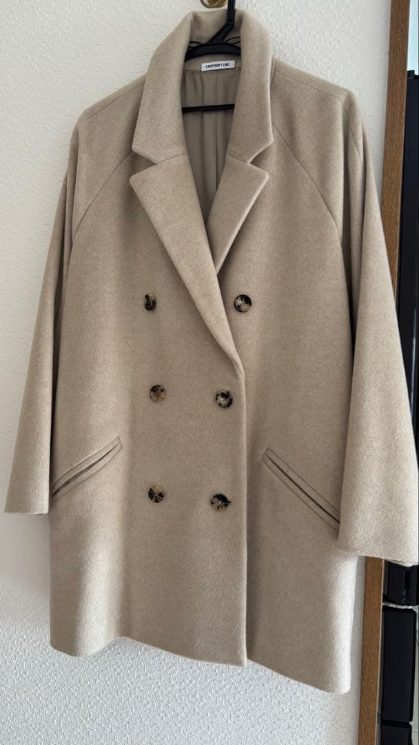 everyday I likeベージュ ダブルブレスト コート