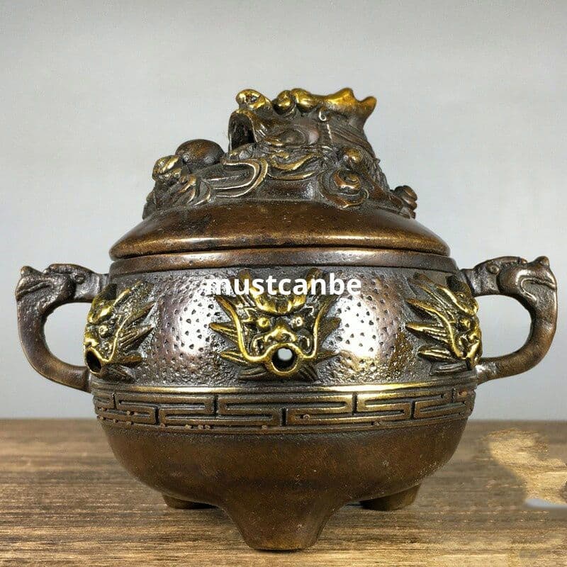 銅器 香炉 九龍鼎薫香炉 茶道沈香炉 香道具 工芸品 置物