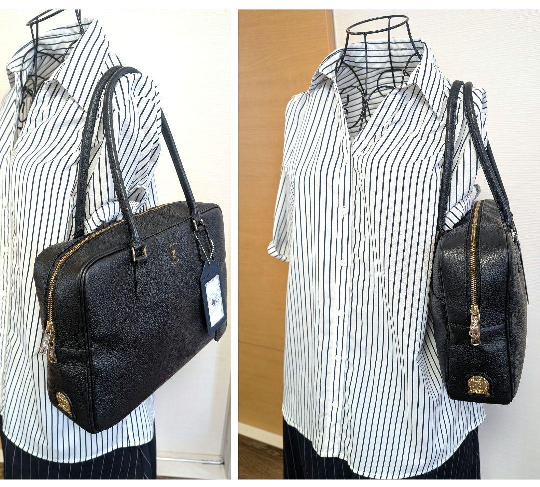 ♥美品♥AＤＭJ ショルダーバッグ レザー A4 通勤通学 ブラック