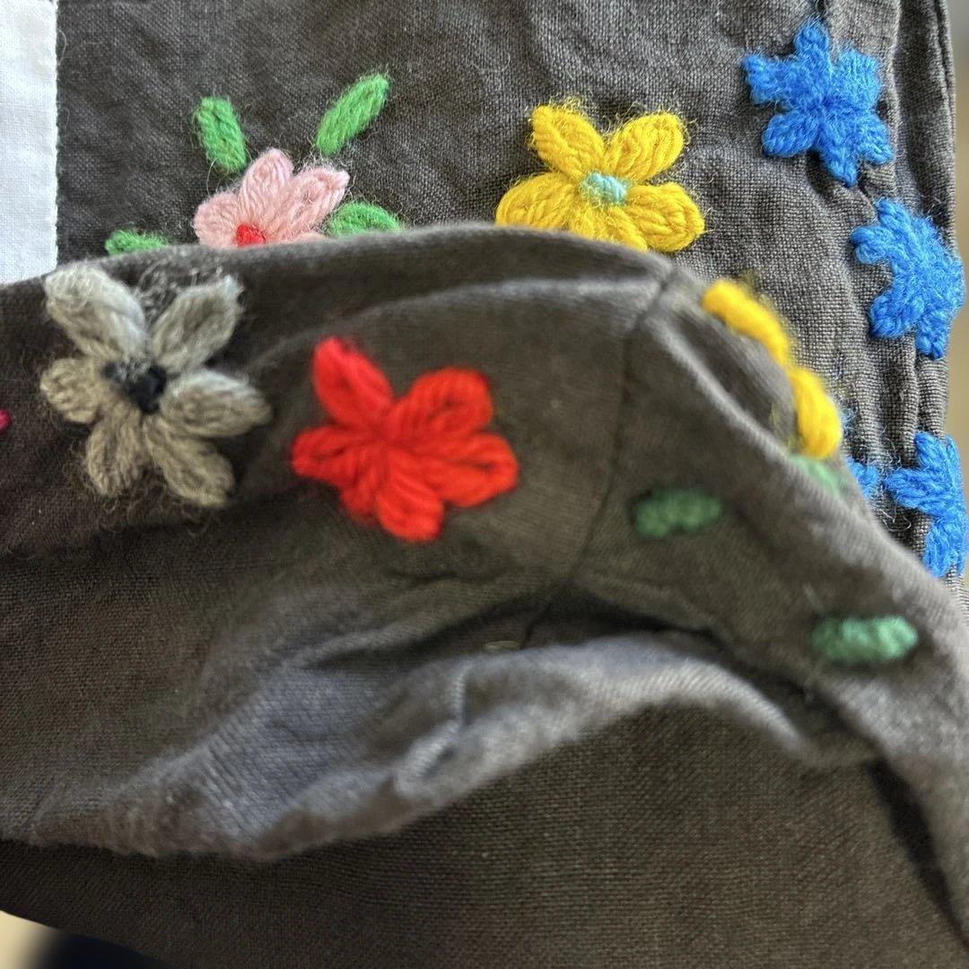 pot and tea 花柄刺繍ハンドバッグ　ポットアンドティー　ブラック