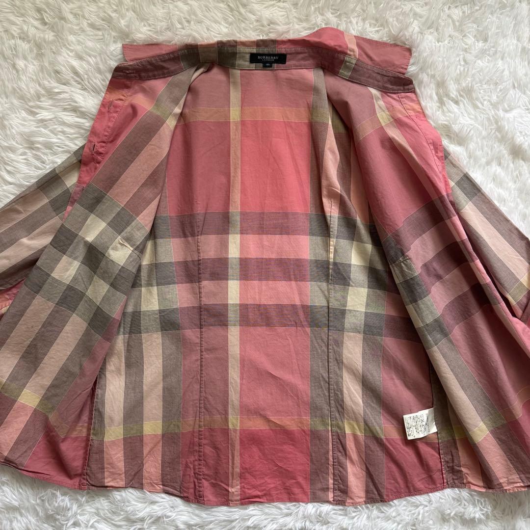 美品 BURBERRY バーバリーロンドン メガチェック シャツ ピンク 46