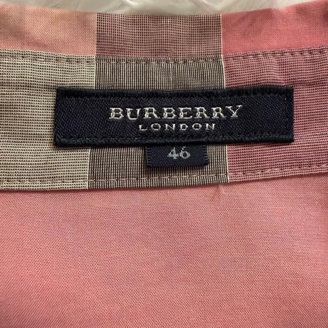 美品 BURBERRY バーバリーロンドン メガチェック シャツ ピンク 46