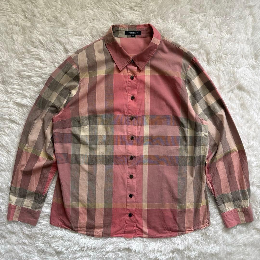 美品 BURBERRY バーバリーロンドン メガチェック シャツ ピンク 46