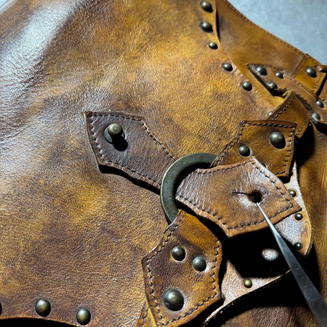 バッグ OLD leather shoulder bag studs grunge