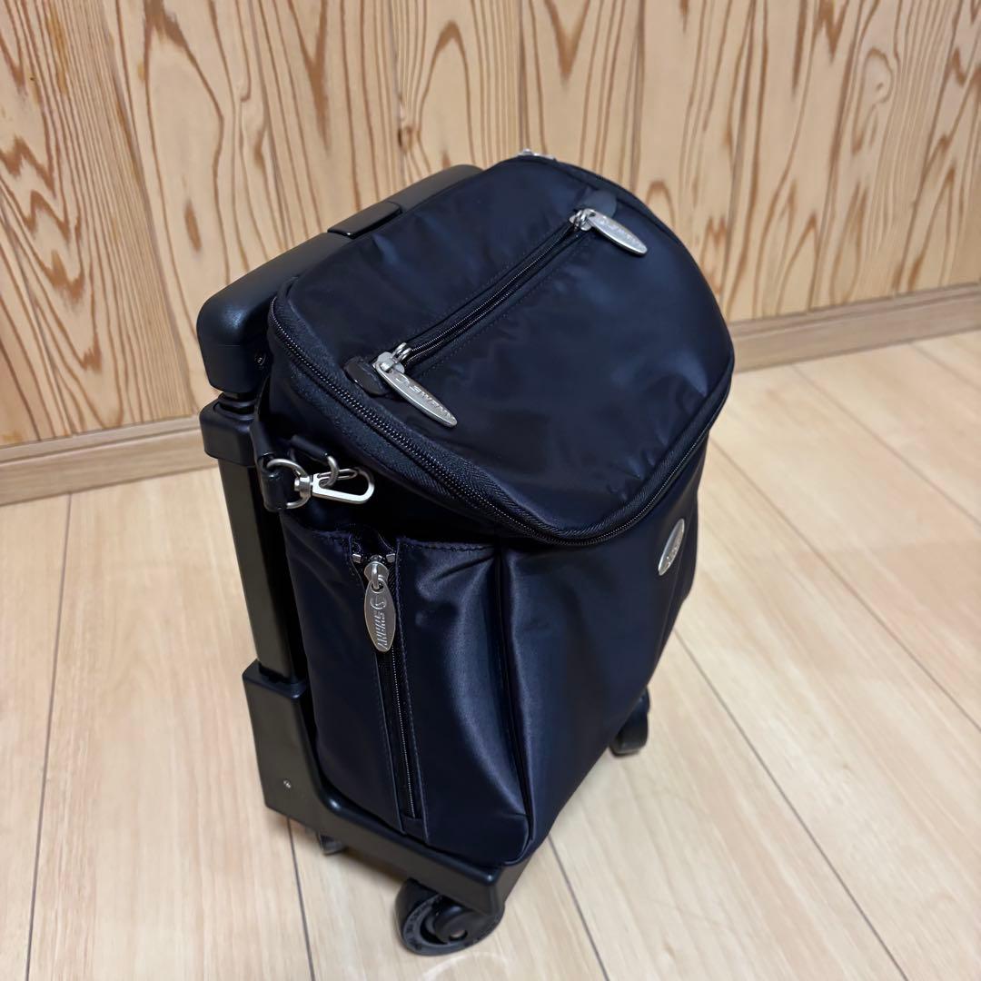 ブラックキャリーカート ナイロン製 伸縮式　SWANY ローラー４輪