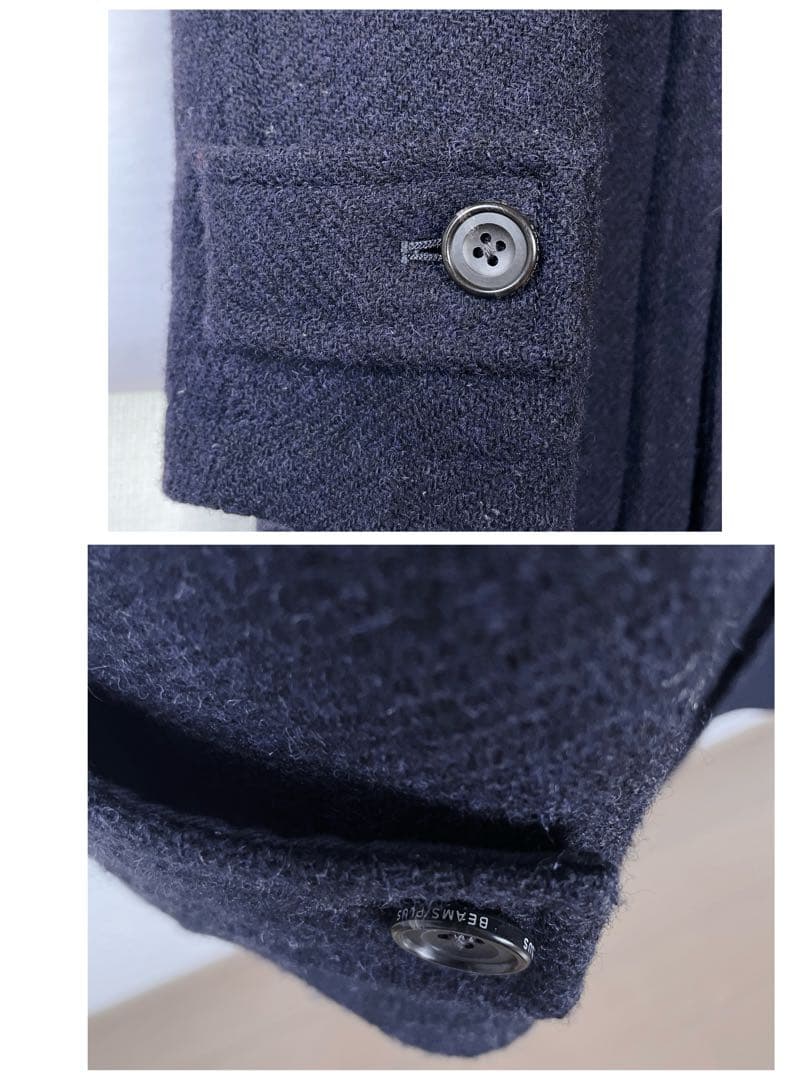 【美品】BEAMS ハリスツイード ウインドストッパー 高機能ダッフルコートS