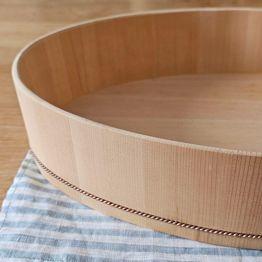 さわら　楕円の飯台 大 専用蓋付　すし桶　おひつ　自在道具　【アク抜き作業済】