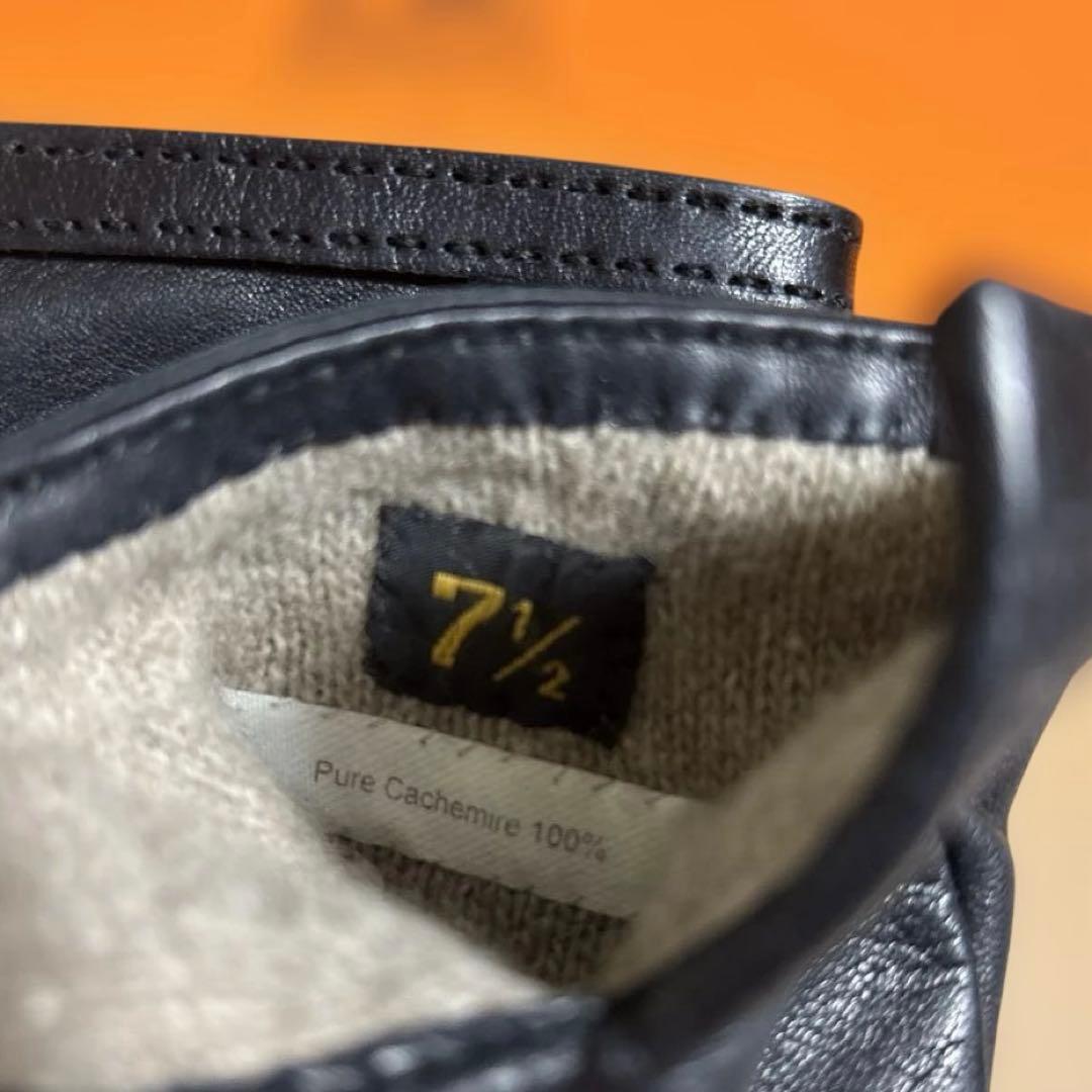 HERMES エルメス　手袋　グローブ　レザー　カシミア 71/2