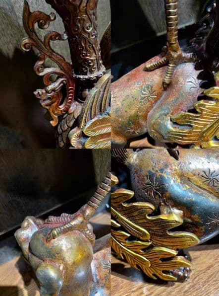 銅器 仏教 鳳凰塔の香炉 古美術 コレクション品 銅製 工芸品 彫刻装飾品置物