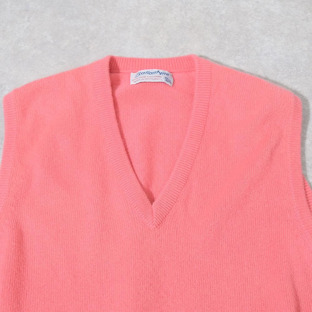 希少色 80s Ballantyne カシミヤ ニット ベスト 46 ピンク