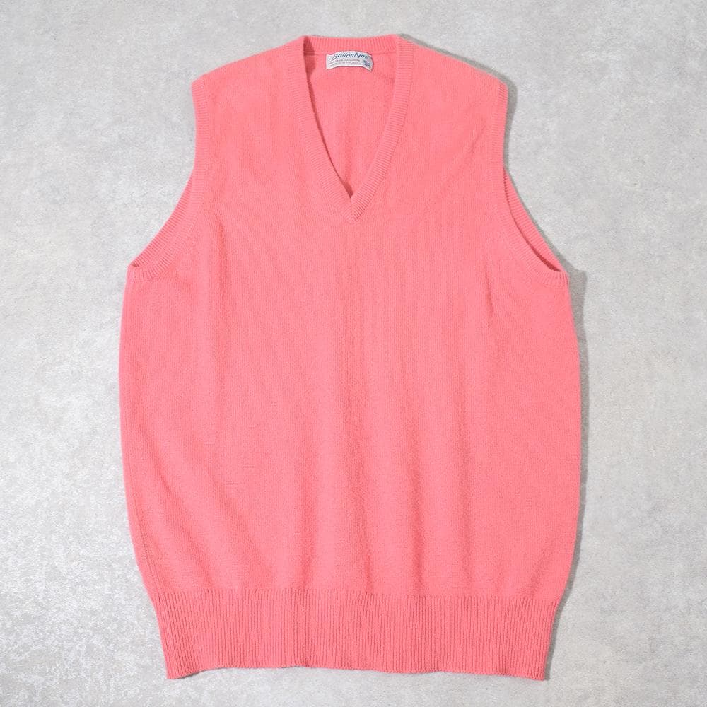 希少色 80s Ballantyne カシミヤ ニット ベスト 46 ピンク