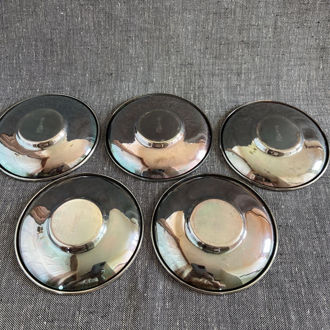 銀川堂『いぶし銀』黄銅 茶器揃 急須＆茶托10客 煎茶道具 金属工芸