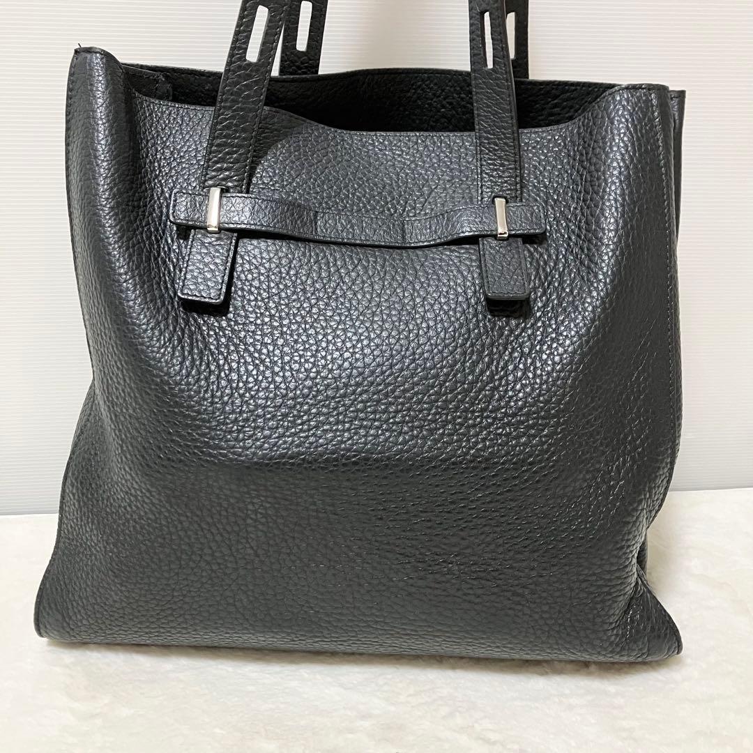 大容量 FURLA ジョーヴェ トート ビジネス バッグ A4 シボ革 黒