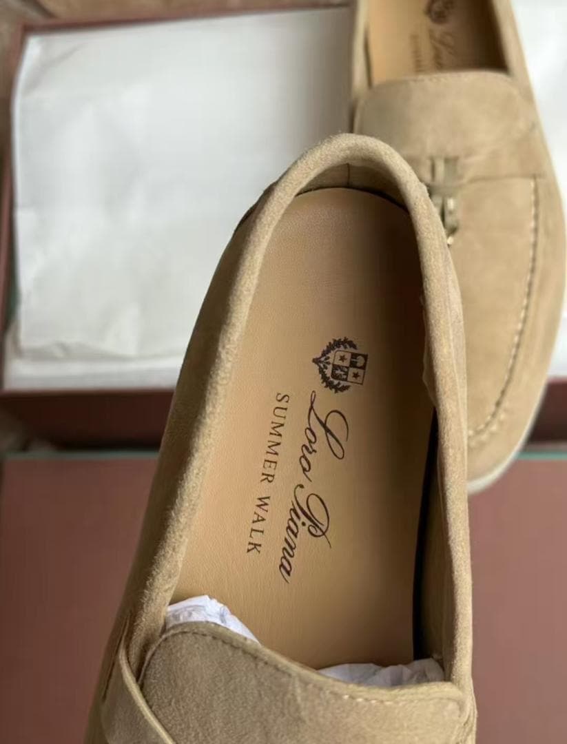 Loro Piana ベージュ スエード モカシン SUMMER WALK