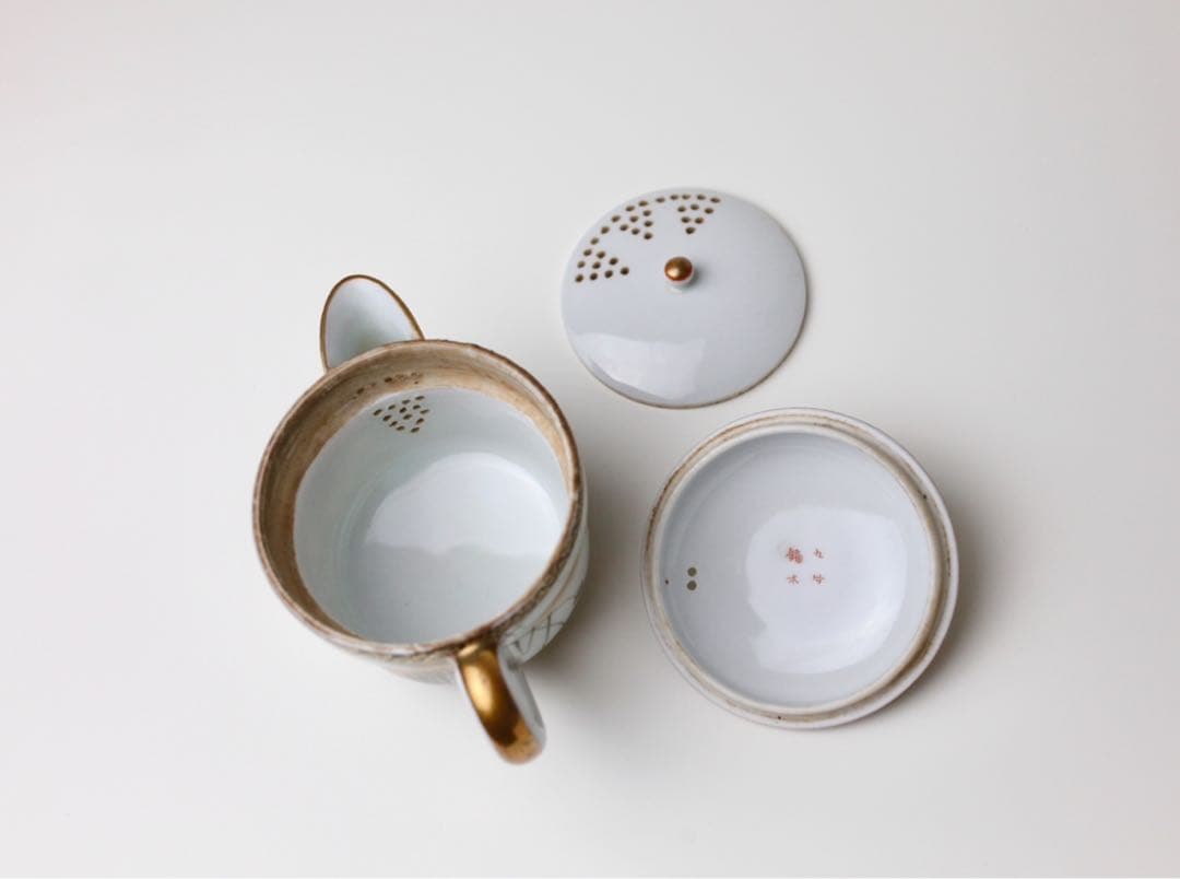 九谷焼 九谷鏑木 芦雁図　宝瓶 湯冷まし 煎茶碗 煎茶器　茶道具　鏑木