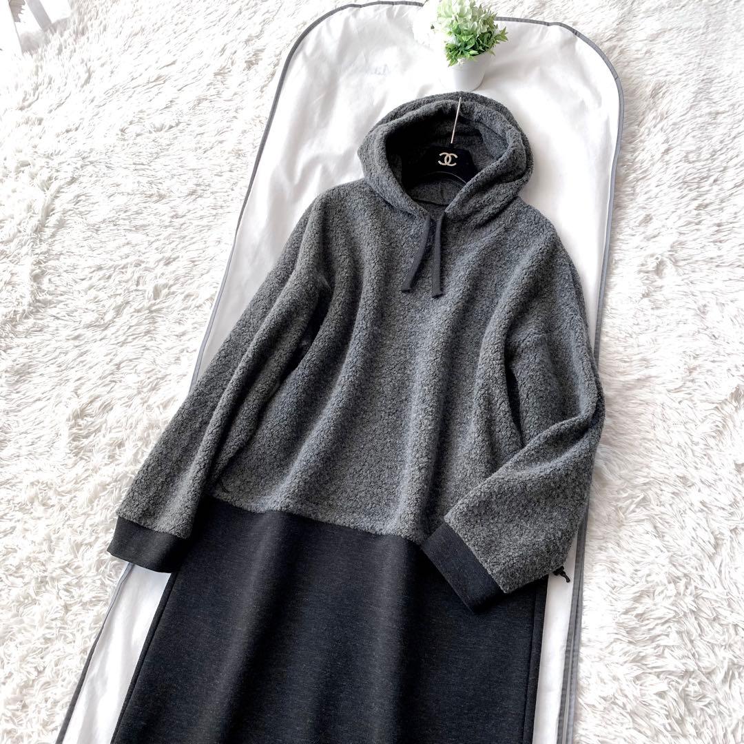 新品同様‼️ Leilian WHITE LABELフード付き ふんわりワンピース