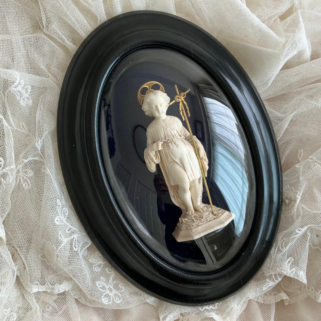 【希少】フランスアンティーク　美しい幼子イエス　メダイヨン　彫刻　レリーフ