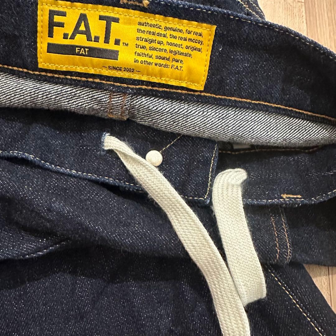 美品　FAT 247 ブルー デニム　ワイドパンツ