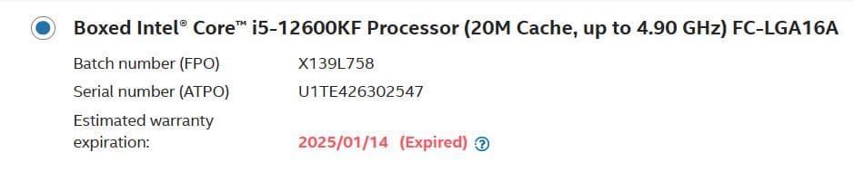 CPU Intel Core i5-12600KF 12th Gen CPU