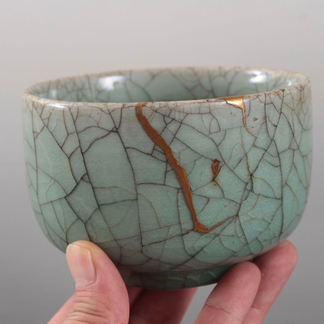 青磁 氷裂文 茶碗 古美術 古道具 茶道具
