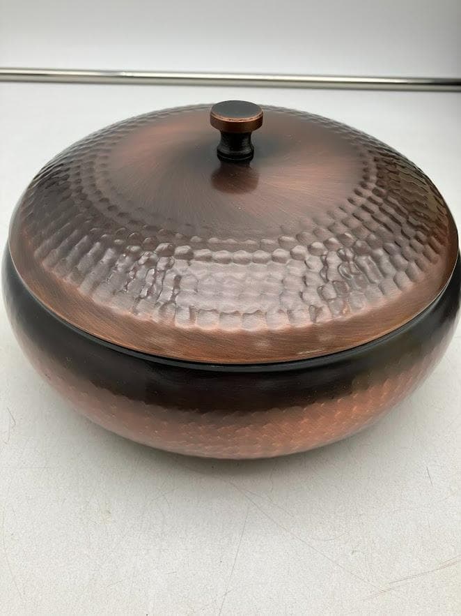 【未使用】純銅製鎚起銅器　杉川堂　菓子入れ