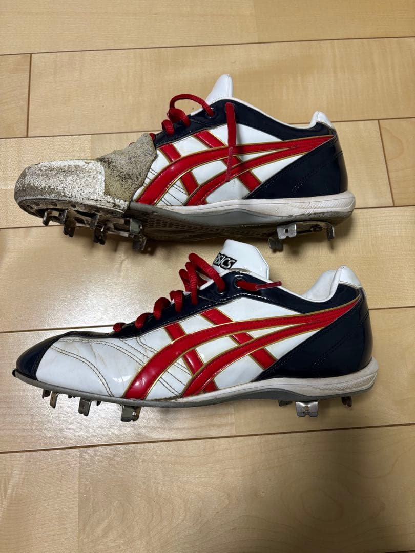 asics オーダースパイク ホワイト/ネイビー/レッド　26.5