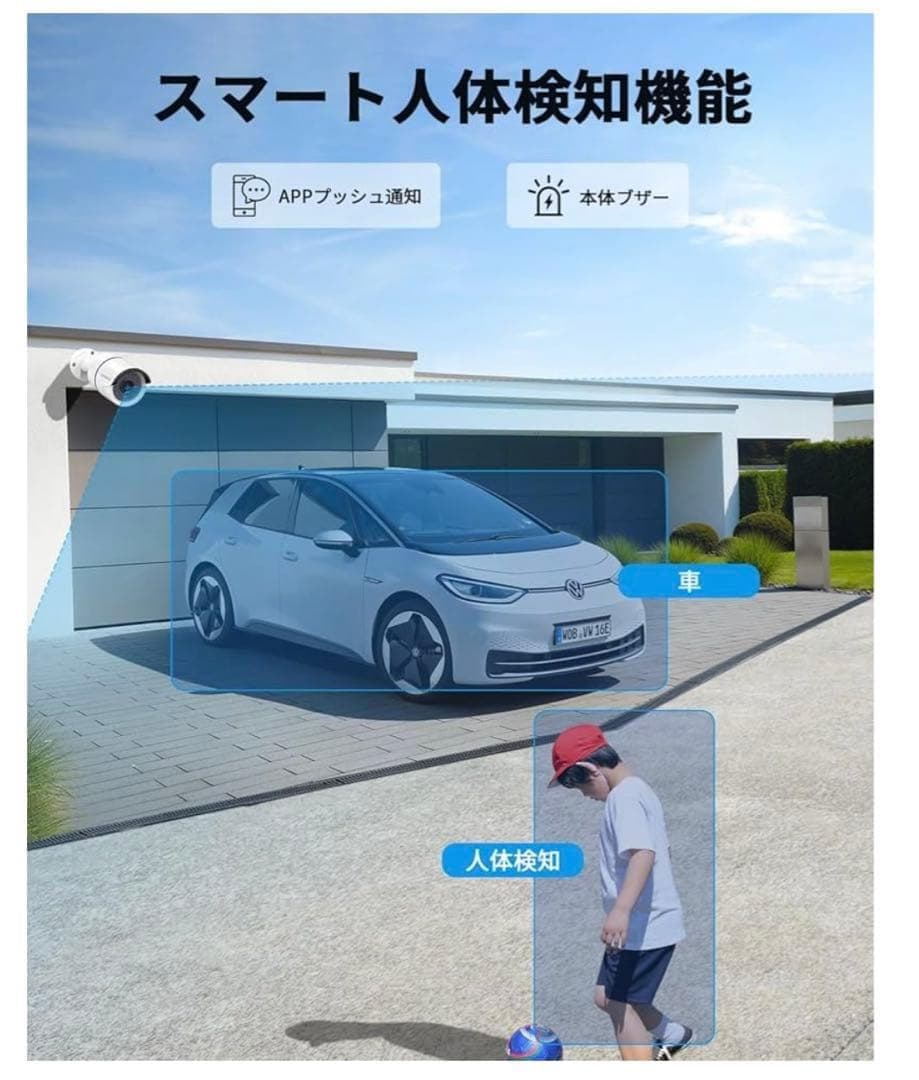 12513 OHWOAI POE防犯カメラセット 4台 有線防犯