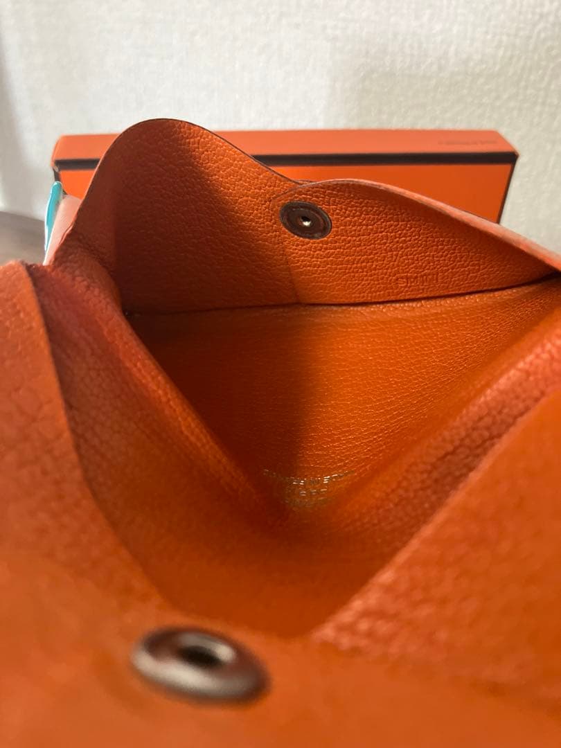 エルメス　HERMES カルヴィ　オレンジ　名刺入れ　カードケース