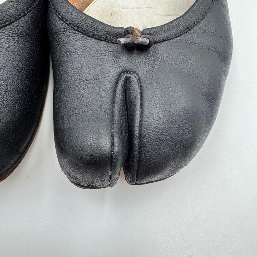 マルジェラ　足袋　フラット　ブラック　レザー　サイズ36