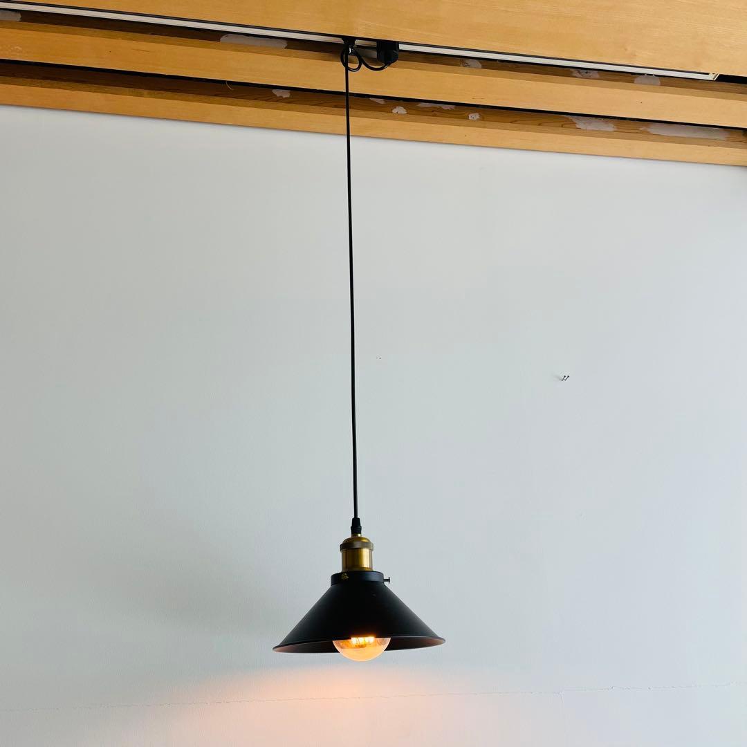 【美品】インダストリアル ペンダントライト 黒×真鍮調 直径22cm