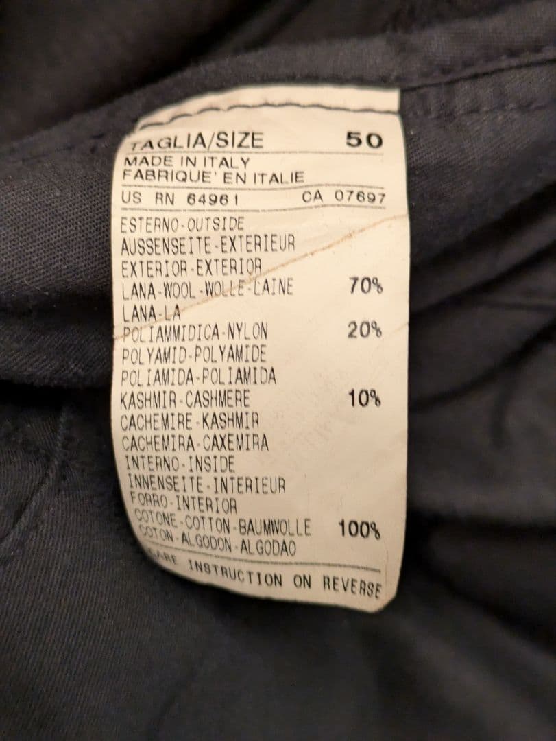 BENETTON カシミア混ウールダッフルコート　ミッドナイトブルー　イタリア製