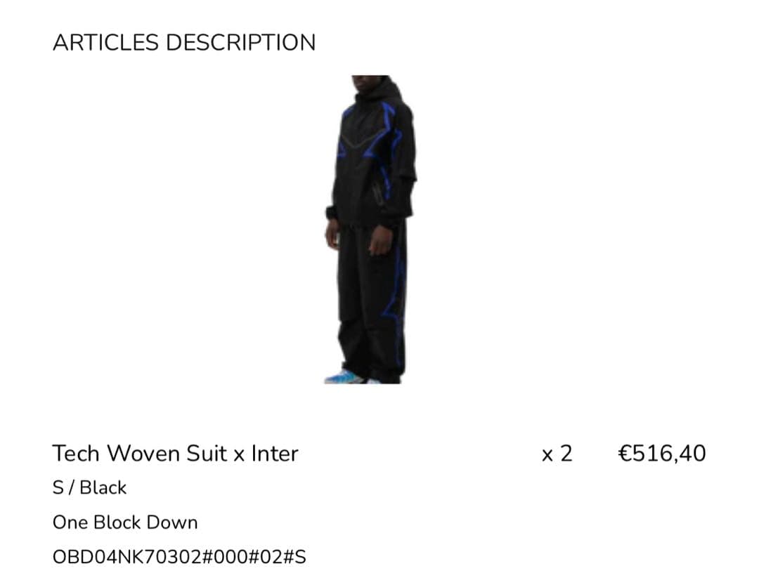 インテル　× NIKE × oneblockdown ジャケット/パンツ