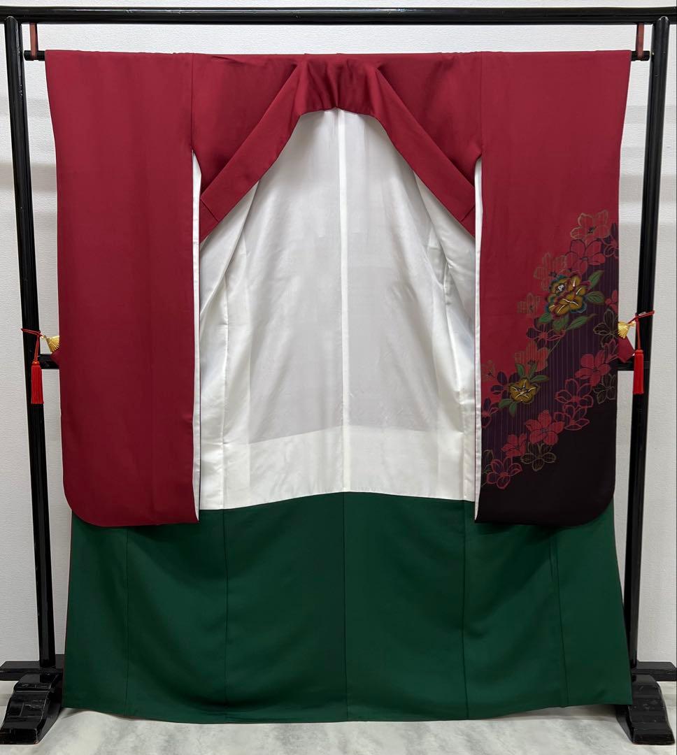 振り袖　フルセット　別誂長襦袢　赤　成人式　金彩加工　結婚式　刺繍半襟　745