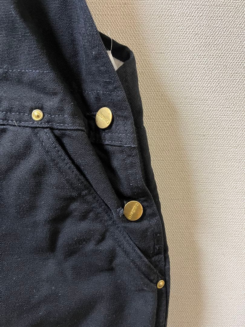 2002年 USA製 カーハート ダック ダブルニー オーバーオール ブラック