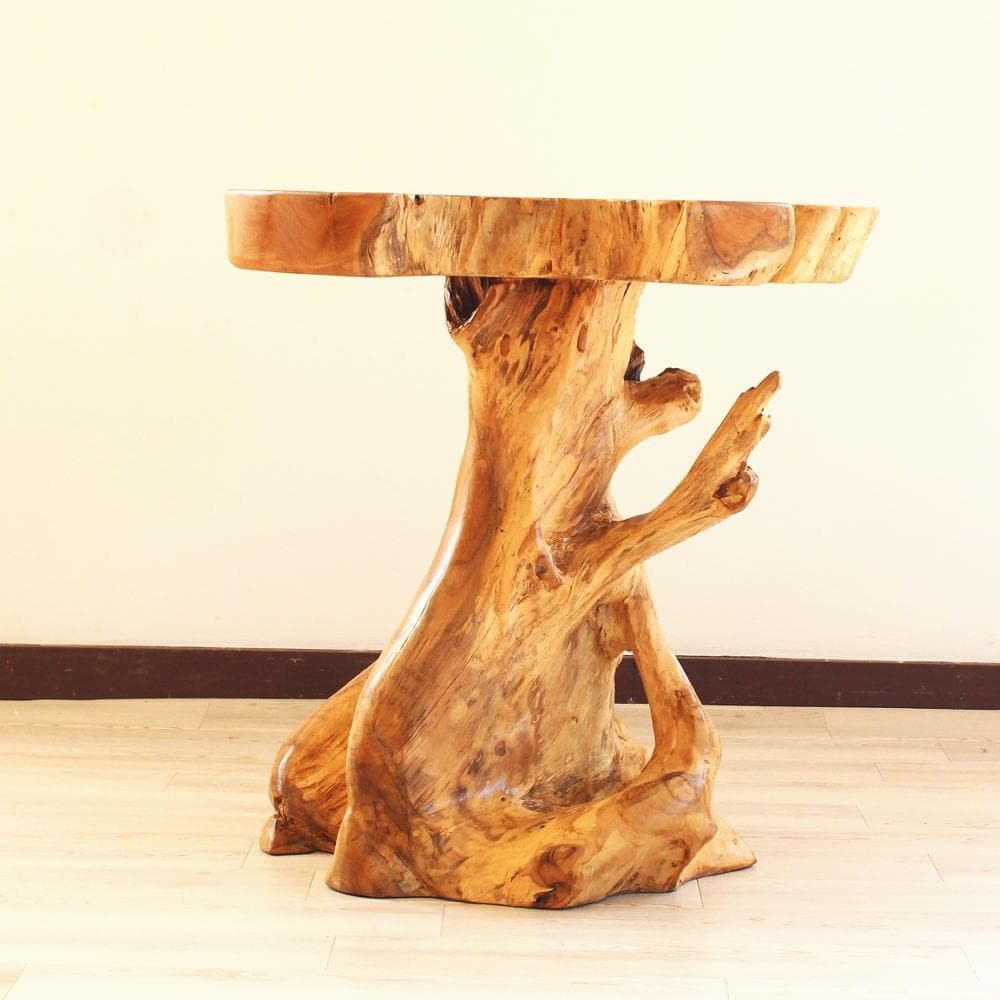在庫処分 １点もの テーブル 木製 チーク材 天然木 切り株 カフェ 花台 E