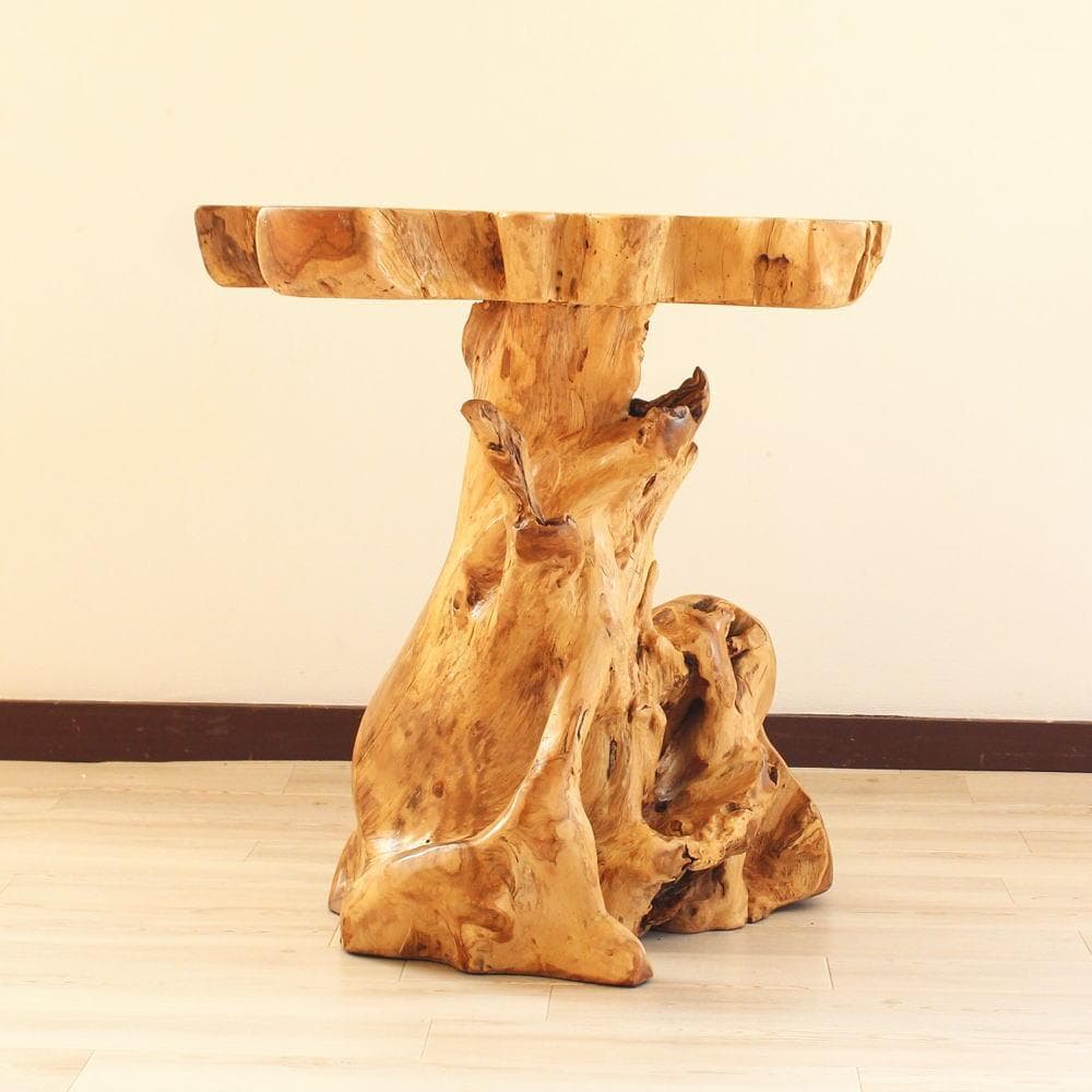 在庫処分 １点もの テーブル 木製 チーク材 天然木 切り株 カフェ 花台 E