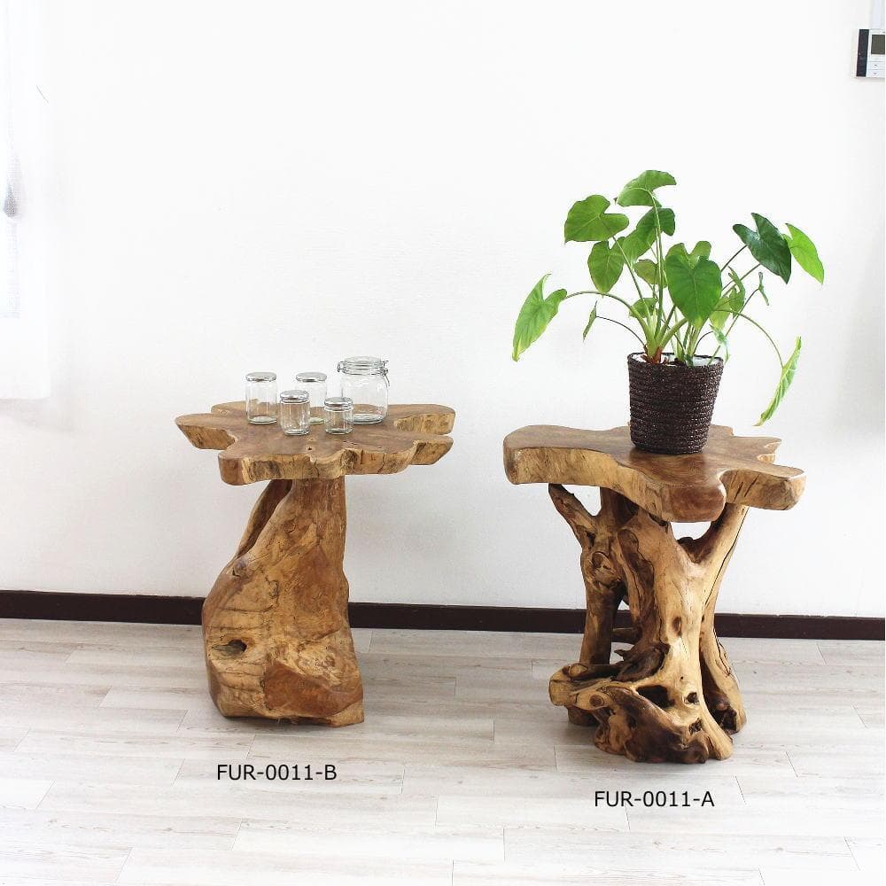 在庫処分 １点もの テーブル 木製 チーク材 天然木 切り株 カフェ 花台 E