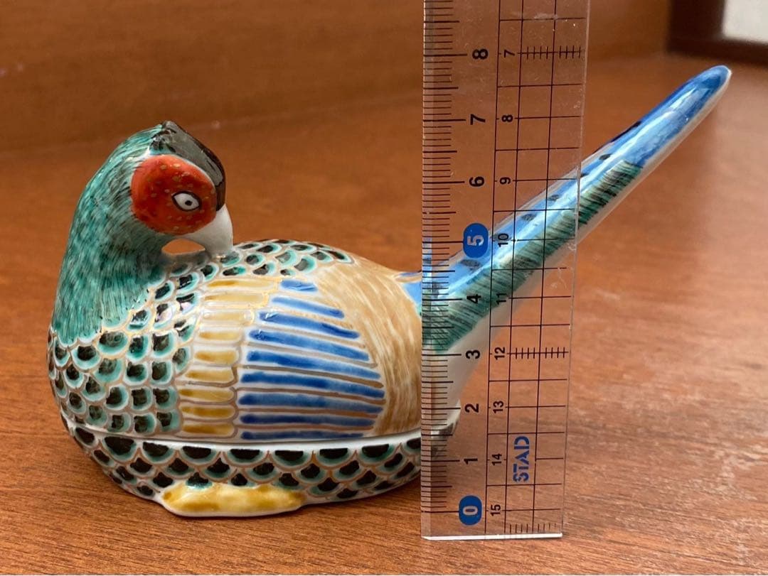 陶器製 九谷焼　雉の小物入れ❓