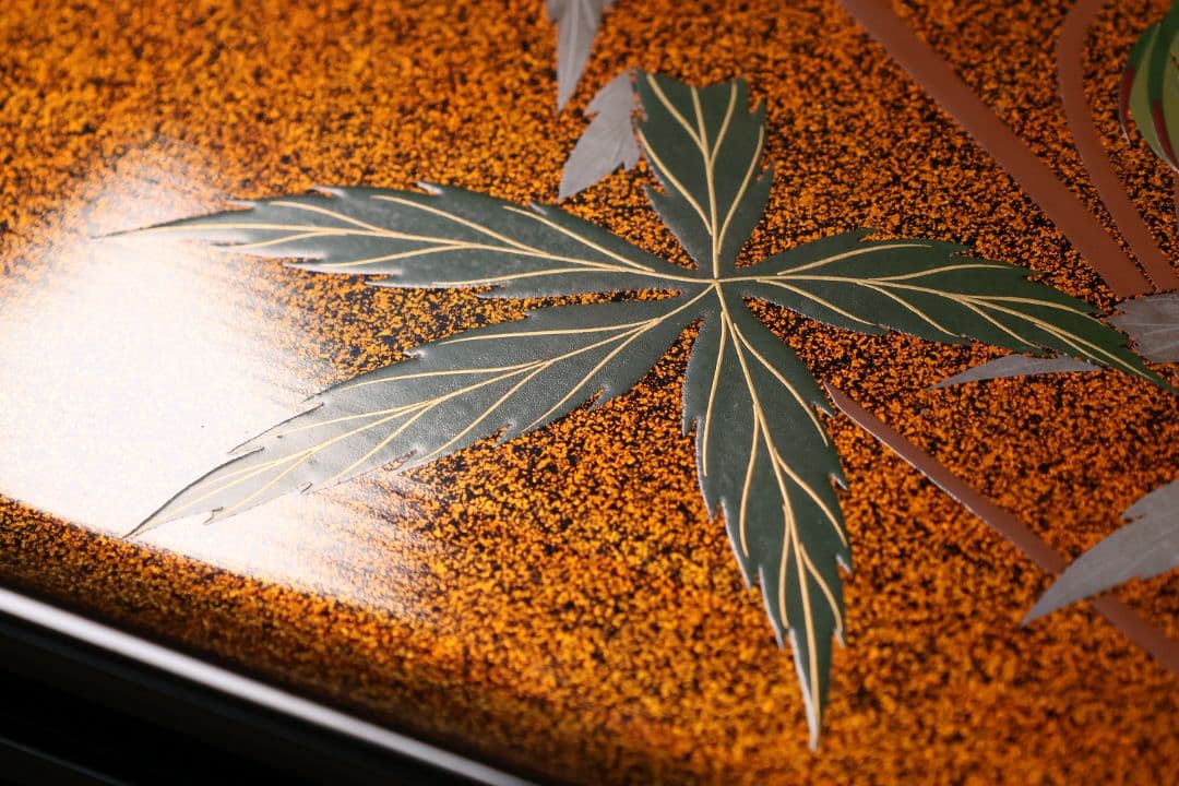 輪島塗 木製 花の蒔絵 梨地 四方膳 五客 芙蓉 木槿 卓上 茶懐石【CM187