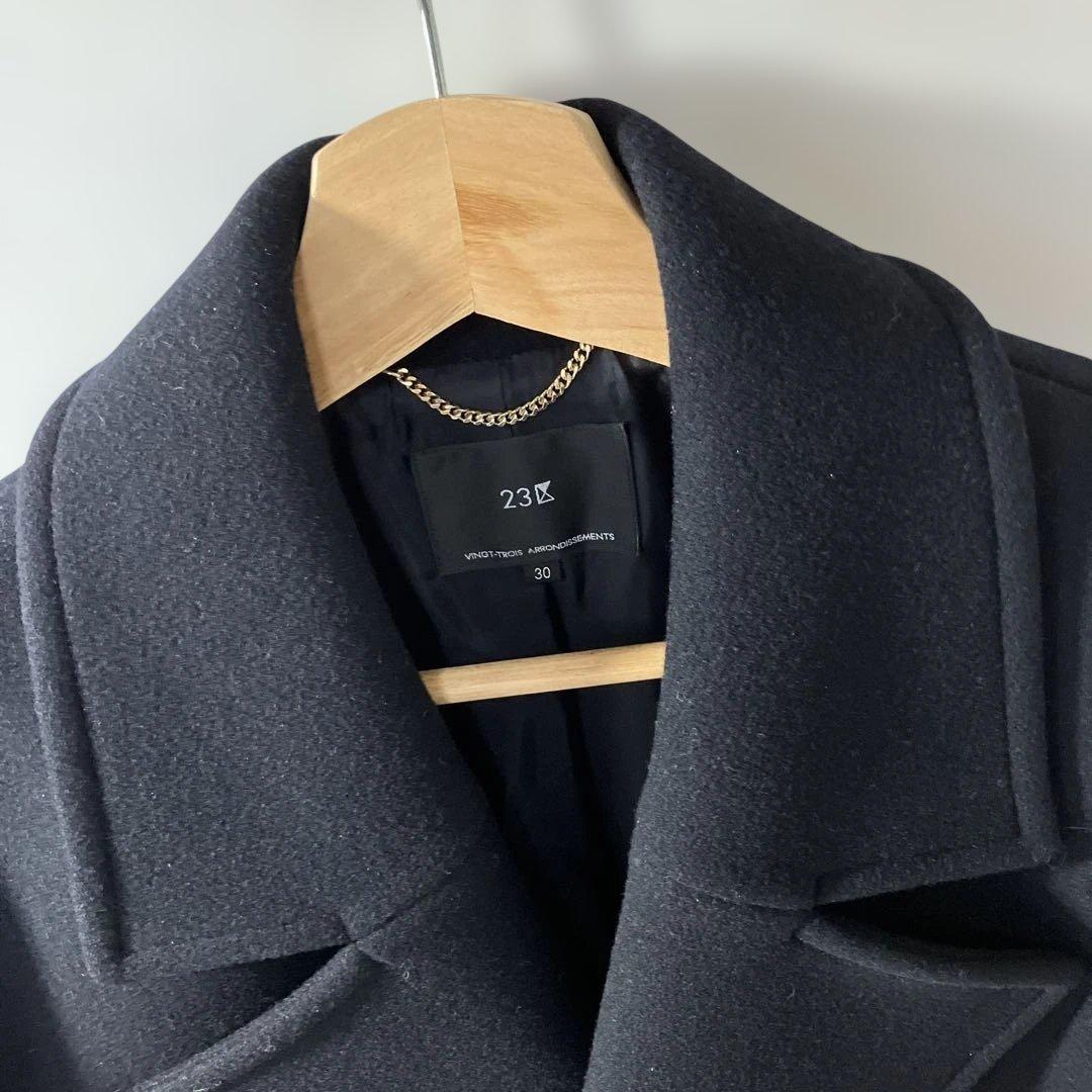 ＊美品＊23区／ソフトメルトン Pコート　ネイビー　サイズ30 【小さいサイズ】