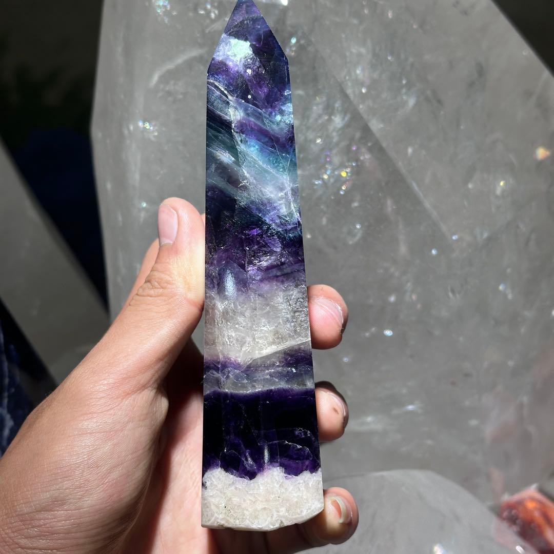 天然石 フェザーフローライトのポイント　置物G.138