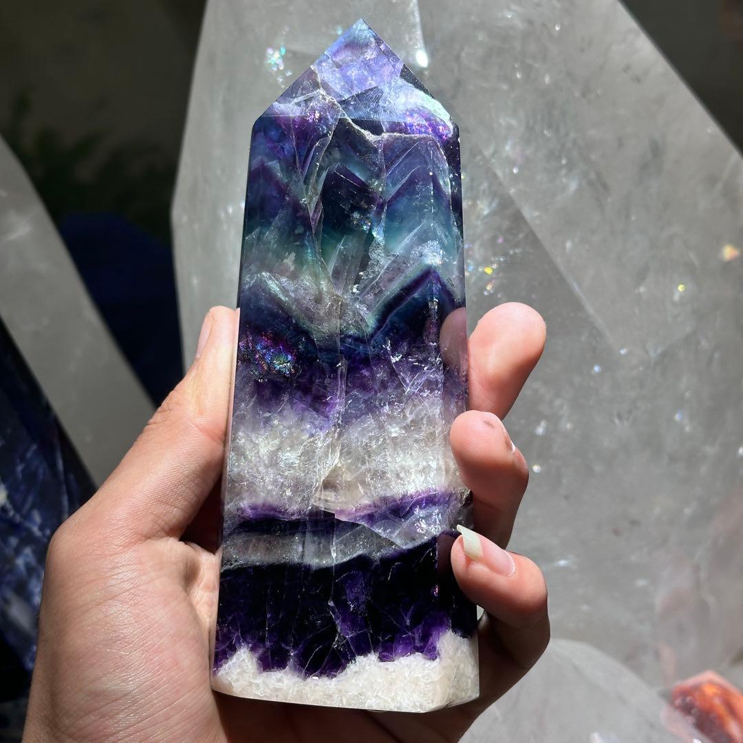 天然石 フェザーフローライトのポイント　置物G.138