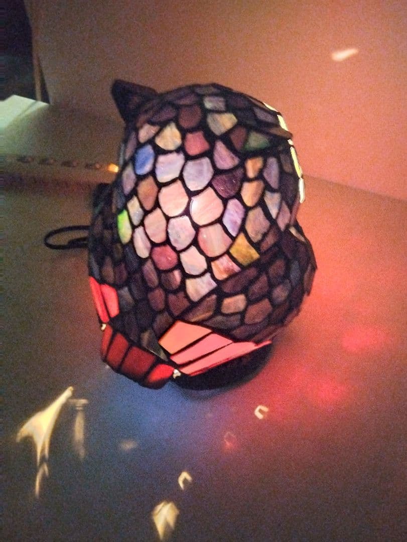 ステンドグラスフクロウ照明インテリア卓上ランプ